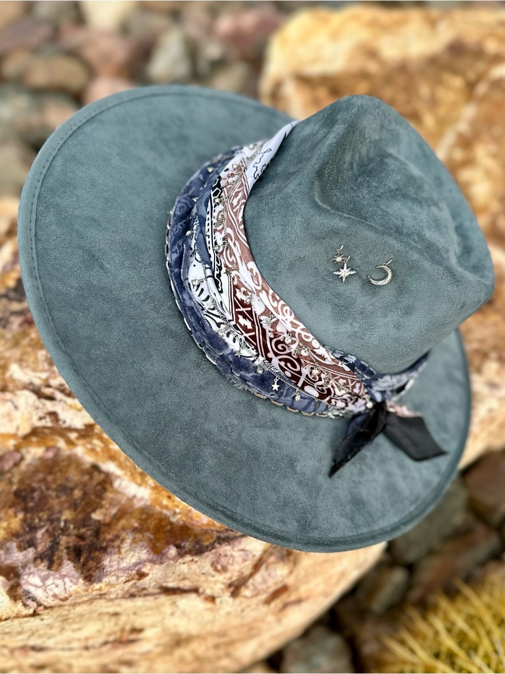 Dark Blue Vegan Western Boho Hat